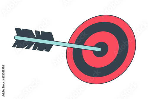 Arrow target flat line color isolated vector object. Shooting target. Archery bullseye. Editable clip art image on white background. Simple outline cartoon spot illustration for web design