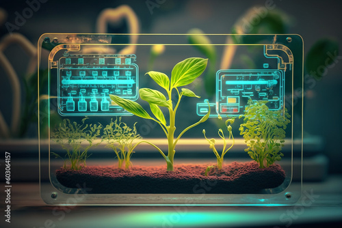 Agricultural technologies for growing plants and scientific research concept created with technology generative Ai