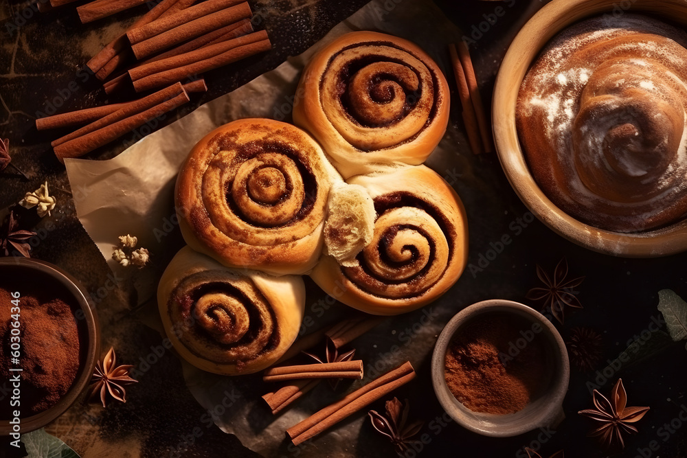 Delicious cinnamon rolls. Generative AI Delicious cinnamon rolls. Generative AI