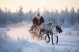 Traditional Santa Claus and Reindeers: Winter Magic with Generative AI