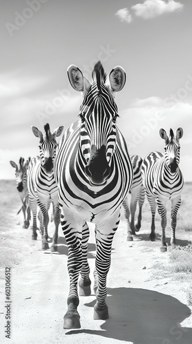 Zebras Galloping Across the Golden Plains. Generative ai