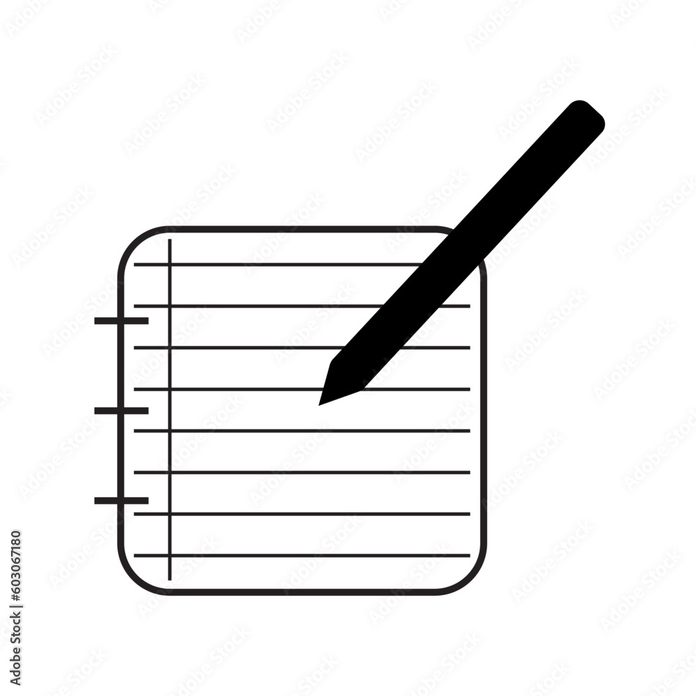 paper and pencil for writing, vector logo icon paper and pencil for writing, vector logo icon