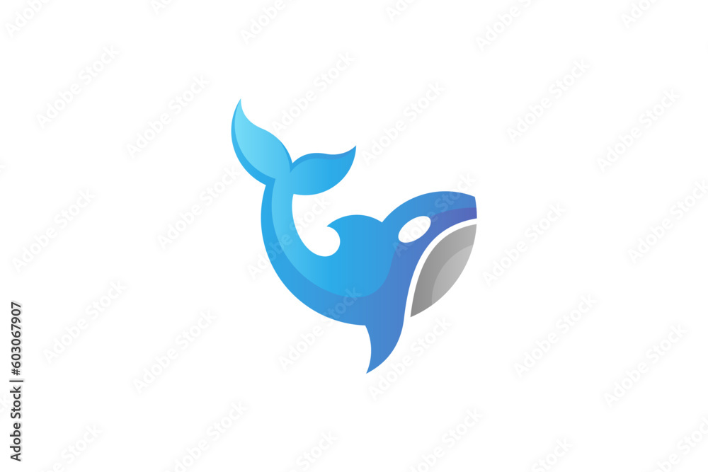 Blue whale animal logo template Blue whale animal logo template