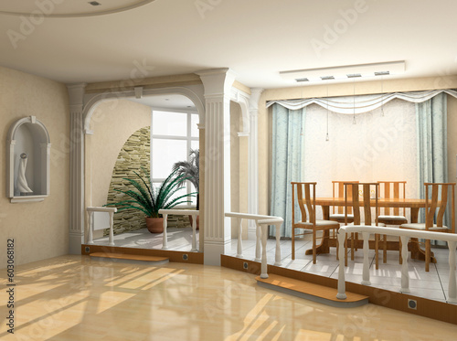 modern interior design in classic style  privat apartment 3d rendering 