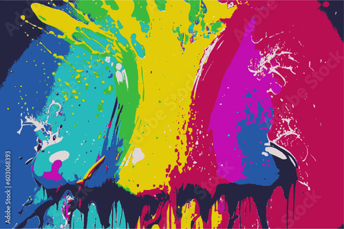 Expressive background with abstract colorful paint splashes  vector image.