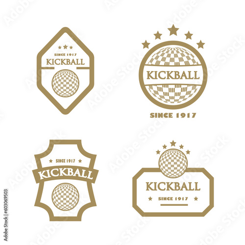 kickball logo badges design vector flat isolated illustration