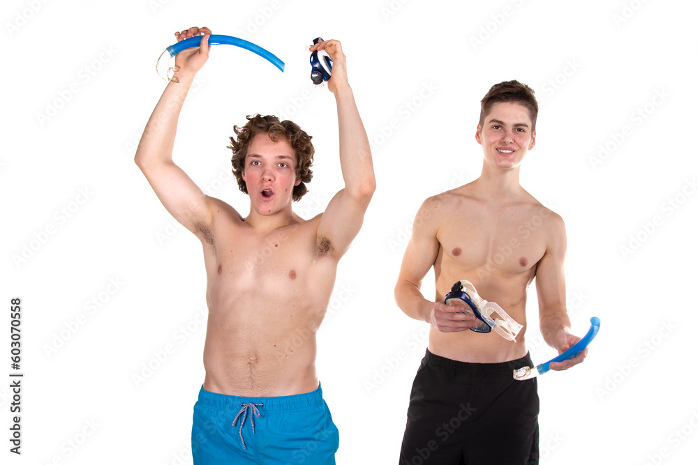 Vacation at sea. Two young attractive guys and diving. Vacation at sea. Two young attractive guys and diving.