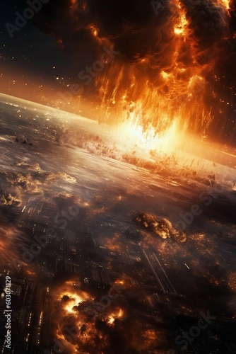 Abstract Apocalypse Crashing onto Earth. Generative ai © Scrudje