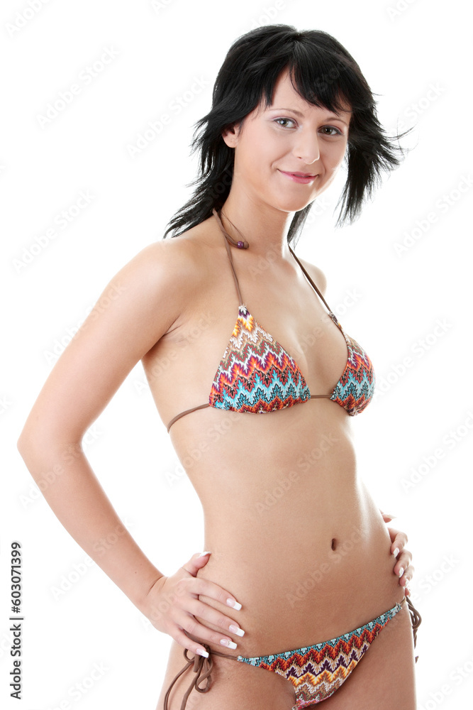 Beautiful sexy fit woman in bikini isolated on white background Beautiful sexy fit woman in bikini isolated on white background