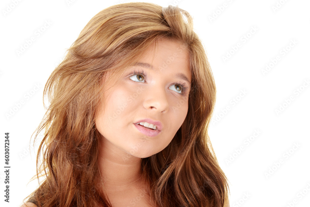 Catwalk fashion model posing isolated over a white background Catwalk fashion model posing isolated over a white background