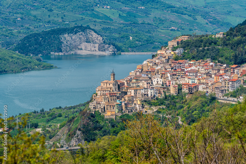 Panoramic view of Colledimezzo, beautiful village in Chieti Province, Abruzzo, central Italy.