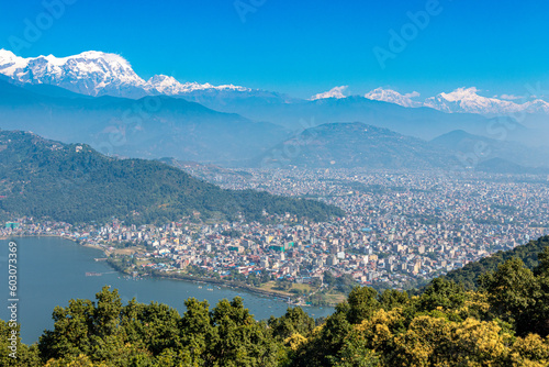 himalaya range at pokhara nepal photo