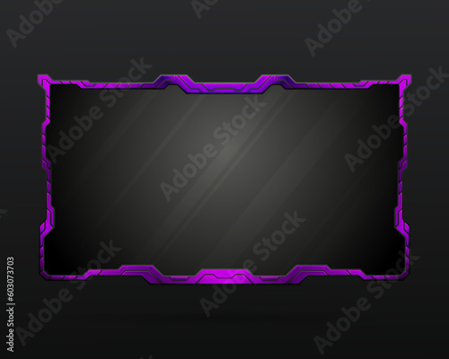 Futuristic purple border live stream webcam overlay screen border frame for video broadcast