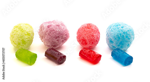 Freeze Dried Fruit Flavored Candy Isolated on a White Background