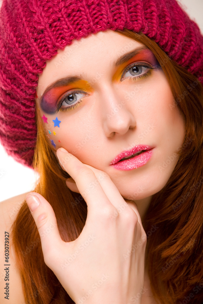 studio shot of a beautiful young woman on white background