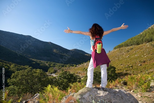 woman trekking at gredos mountains in avila spain