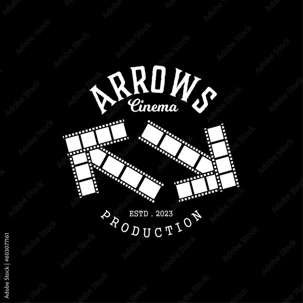 Cinema Company Logo With Film strip Shape next arrow and previous vector design inspiration