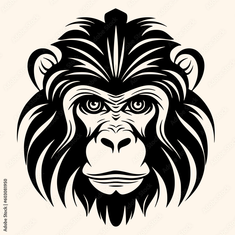 Monkey vector for logo or icon,clip art, drawing Elegant minimalist style,abstract style Illustration	
