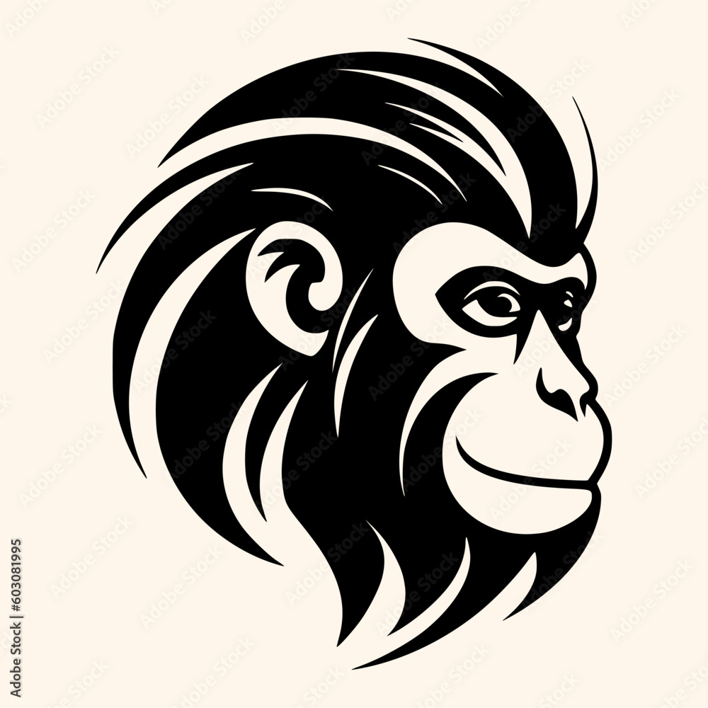 Monkey vector for logo or icon,clip art, drawing Elegant minimalist style,abstract style Illustration	
