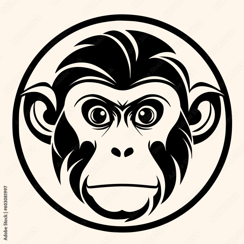 Monkey vector for logo or icon,clip art, drawing Elegant minimalist style,abstract style Illustration	
