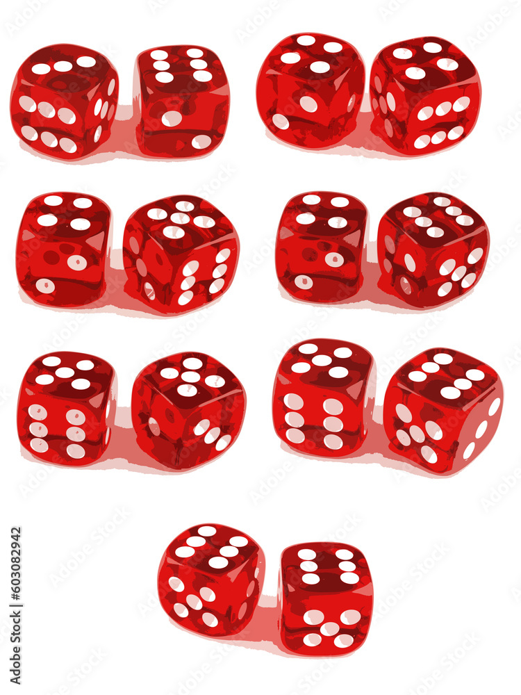 2 Dice close up - Showing all number combinations (Set of 3 Files - 3 of 3) 2 Dice close up - Showing all number combinations (Set of 3 Files - 3 of 3)