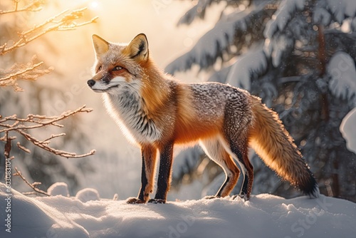 Beautiful fox in forest - Generative AI 