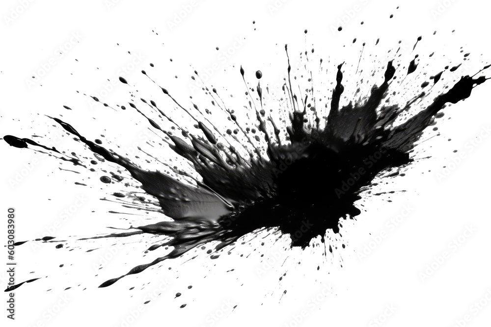abstract black and white watercolor paint splashes on white  background.generative ai Stock Illustration