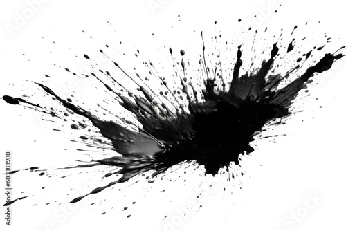 Abstract black in splash, paint, brush strokes, stain grunge isolated on clear background, Japanese style with Generative AI.