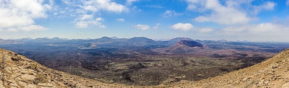 Panoramic view over the volcanic crater of Caldera Blanca on Lanzarote Panoramic view over the volcanic crater of Caldera Blanca on Lanzarote