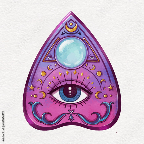 Watercolor ouija board illustration
