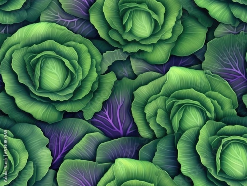 Cabbage background as seamless tile  generative AI 