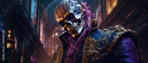 man with steel skull mask