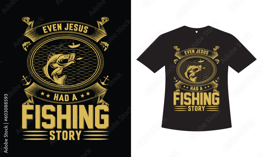 Fototapeta premium Fishing T-shirt Design Template Vector Image.