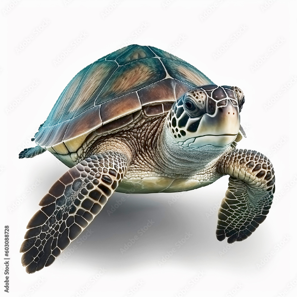 Obraz premium sea turtle in realistic style on white background