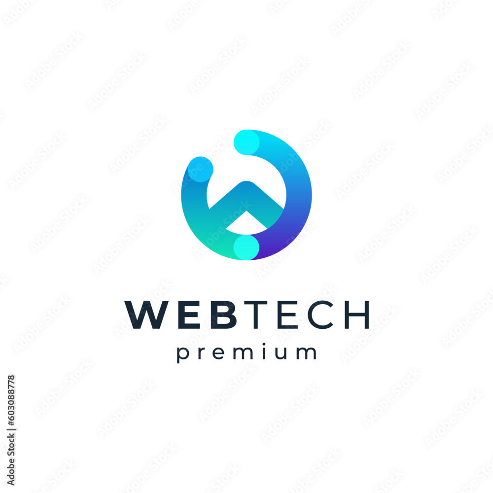shiny letter W for internet and website logo design