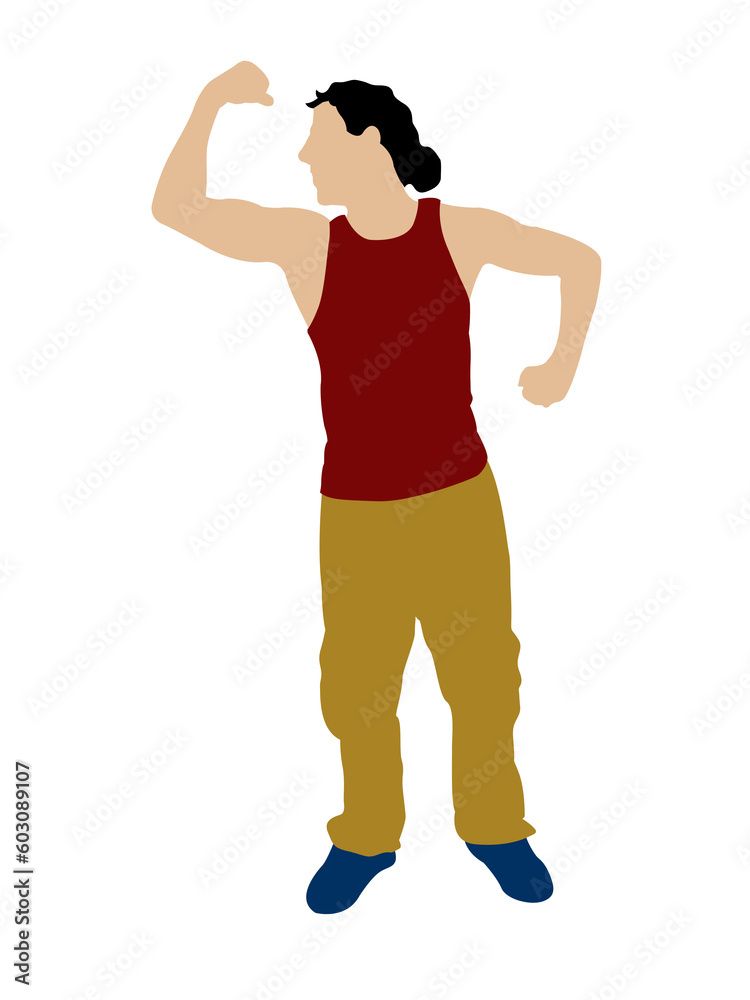 man showing muscles on isolated background