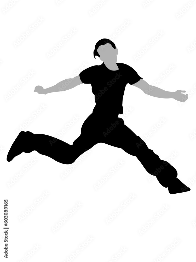 handsome man jumping in air on isolated background