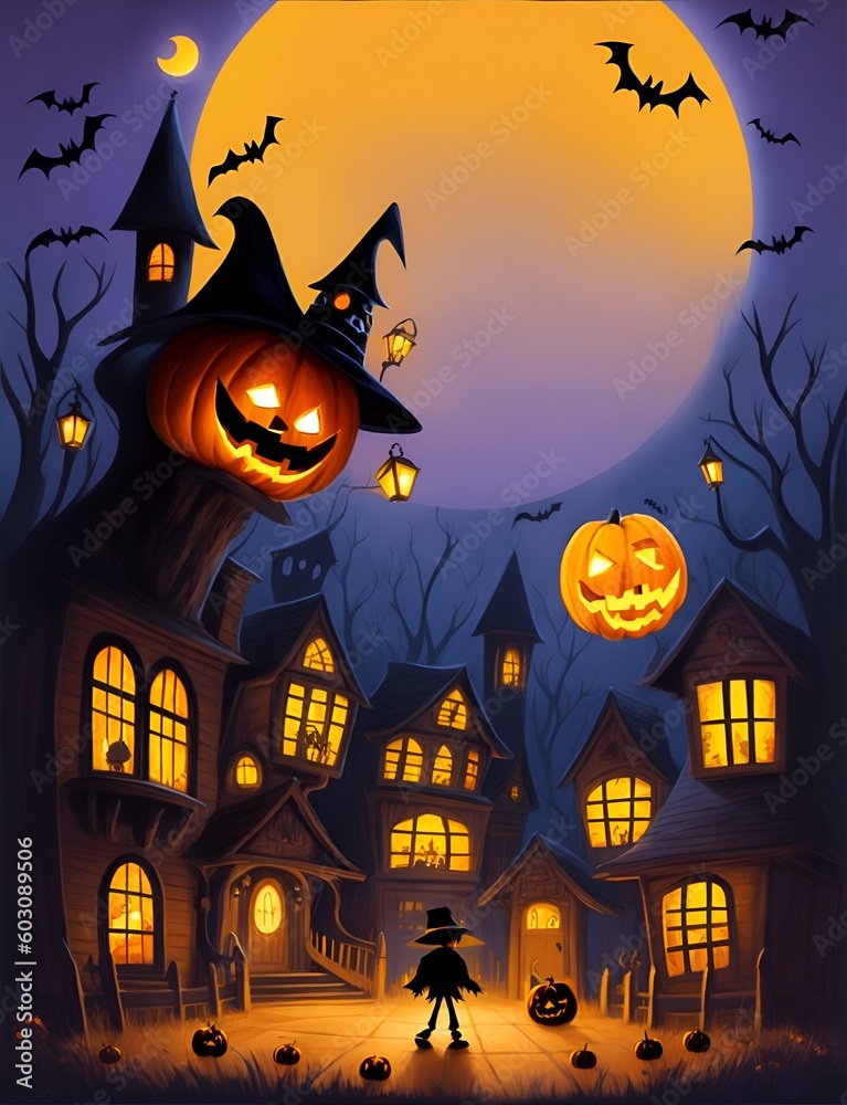 halloween background with house