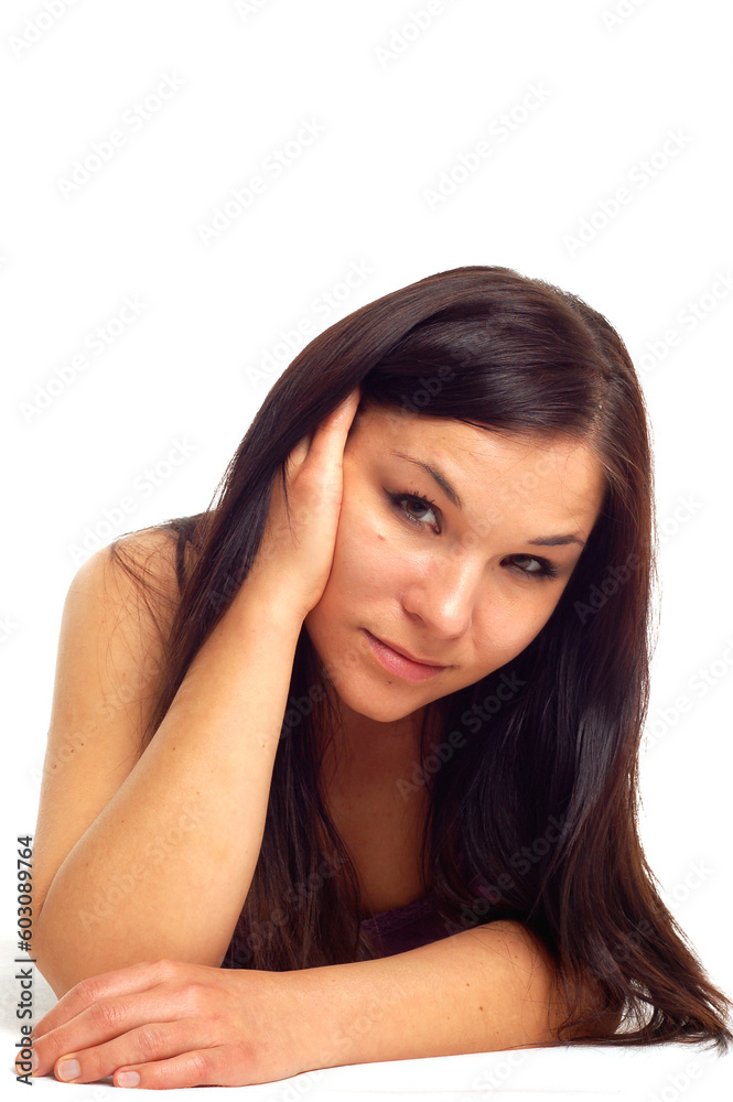 attractive brunete woman on white background attractive brunete woman on white background