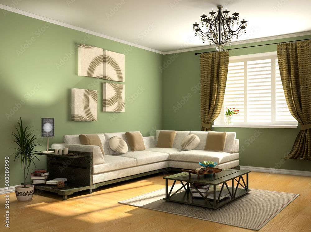 Fototapeta premium modern interior design (private apartment 3d rendering)