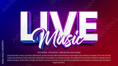 Live music 3d style editable text effect