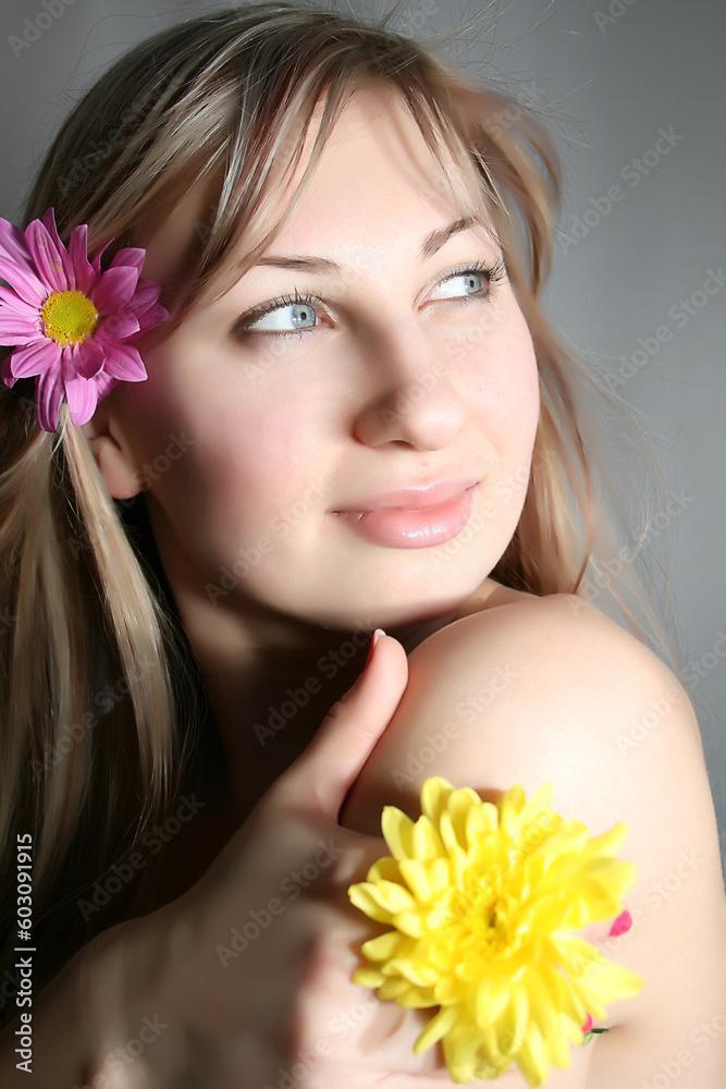Beautiful young woman with flower Beautiful young woman with flower
