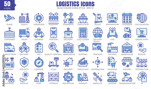 A set pack of Logistics (blue color) style.
The collection includes of business developments,programing , web design,app design and more.