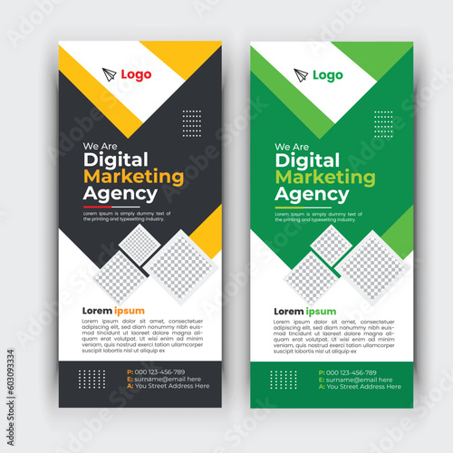 Modern roll up banner, Professional stand banner template design with creative shapes and idea.