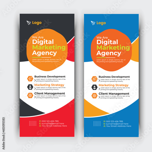 Modern roll up banner, Professional stand banner template design with creative shapes and idea.
