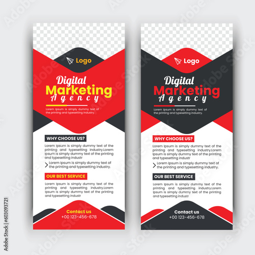 Modern roll up banner, Professional stand banner template design with creative shapes and idea.
