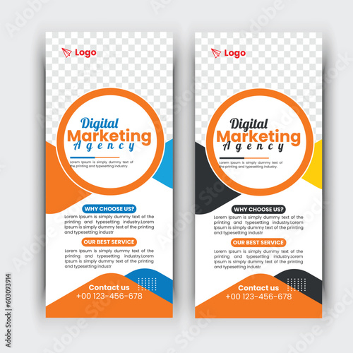 Modern roll up banner, Professional stand banner template design with creative shapes and idea.