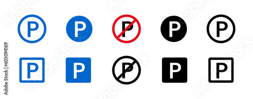 Parking icon. Vector isolated parking signs. Map parking pointer. Parking place sign. Stock vector.