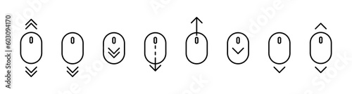 Scroll mouse icon. Swipe mouse sign collection. Scroll click mouse icon