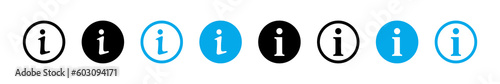 Info icon.  Information support service signs. FAQ help info icons collection
